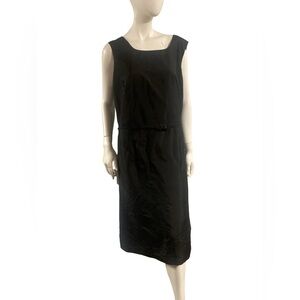 Elisabeth  Black Silk Sleeveless Dress W/ Bow Belt Size 16W